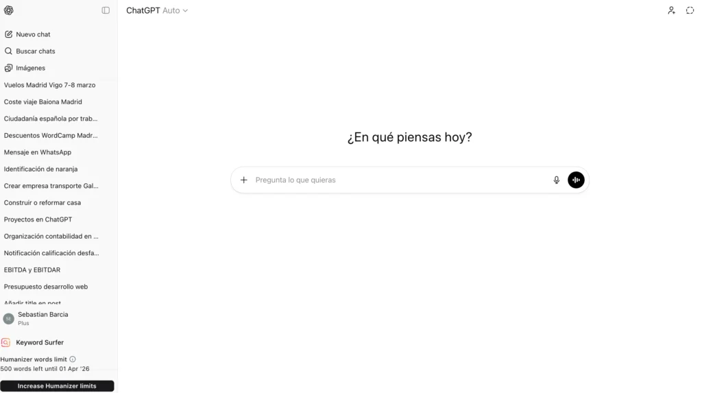 Empezar un chat en CHATGPT