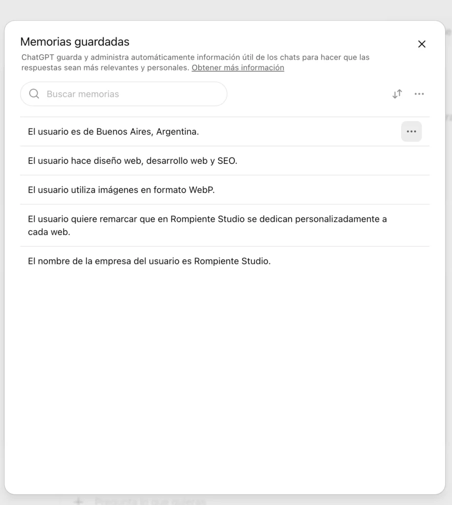 Memoria chatgpt